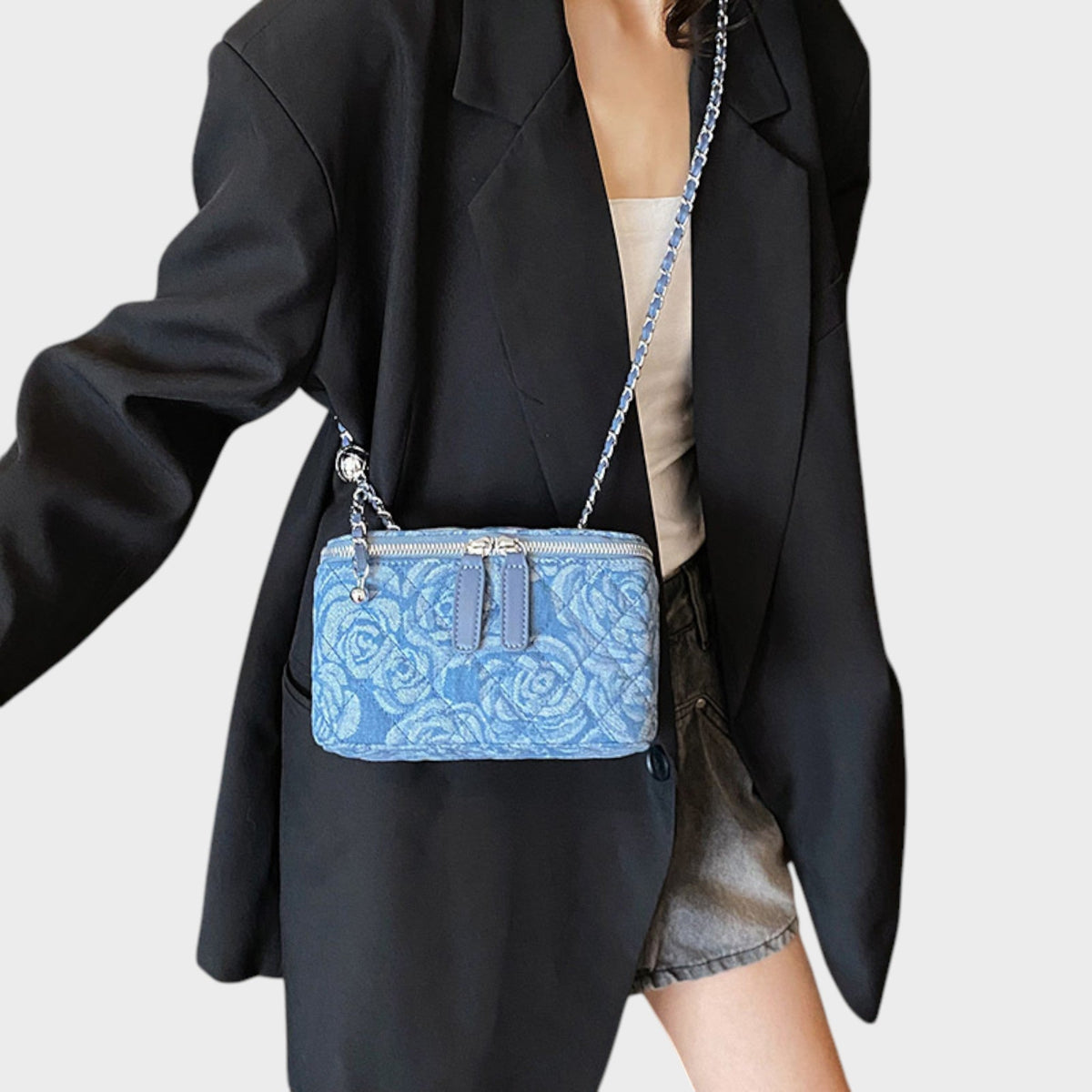 Blanka | Džínová Crossbody Kabelka s Řetízkem