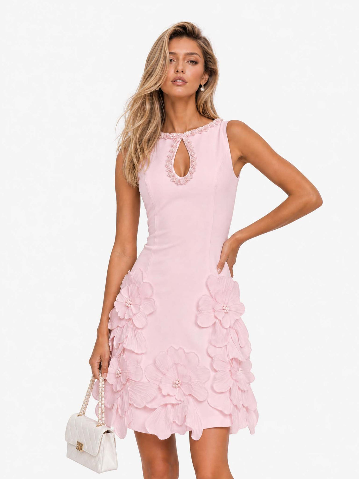 Erika | Elegantní mini šaty bez rukávů s výřezem