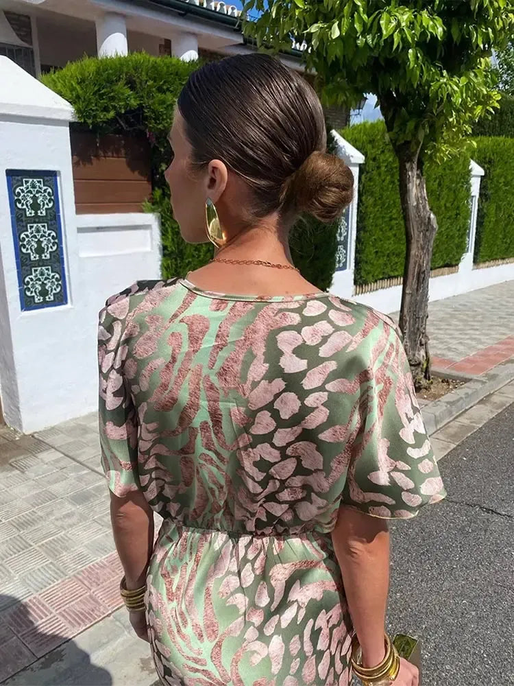Diana | Midi šaty se vzorem v měděných tónech