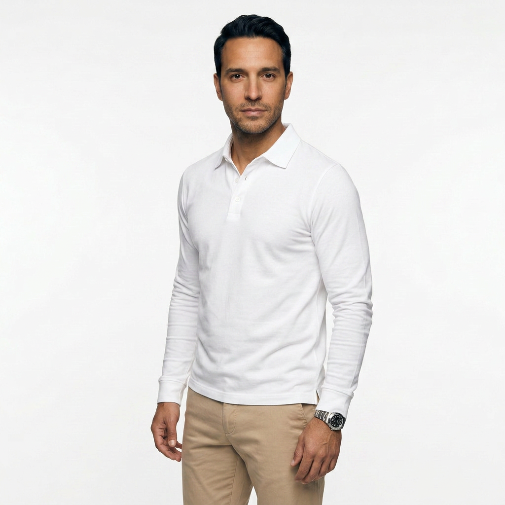 Michal | Klasické pánské polo s dlouhými rukávy ve střihu slim fit