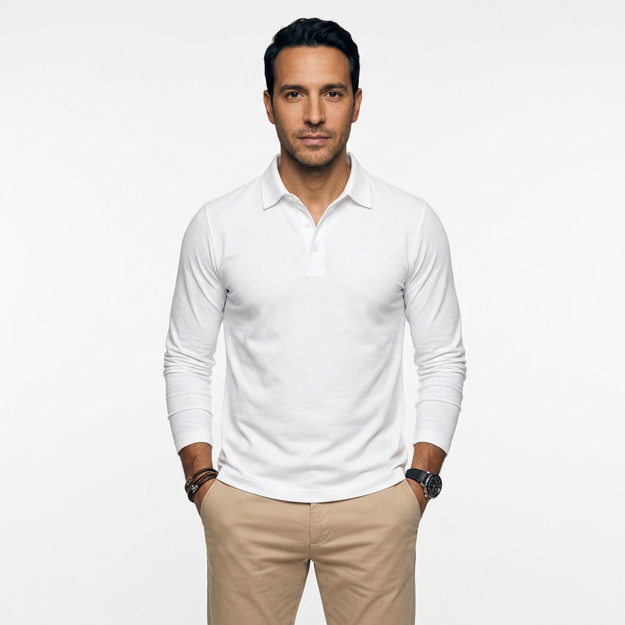 Michal | Klasické pánské polo s dlouhými rukávy ve střihu slim fit