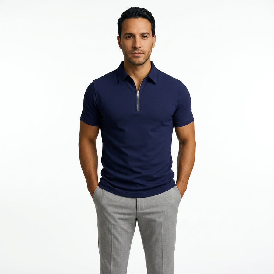Jan | Pánské prodyšné polo se zipem ve střihu slim fit