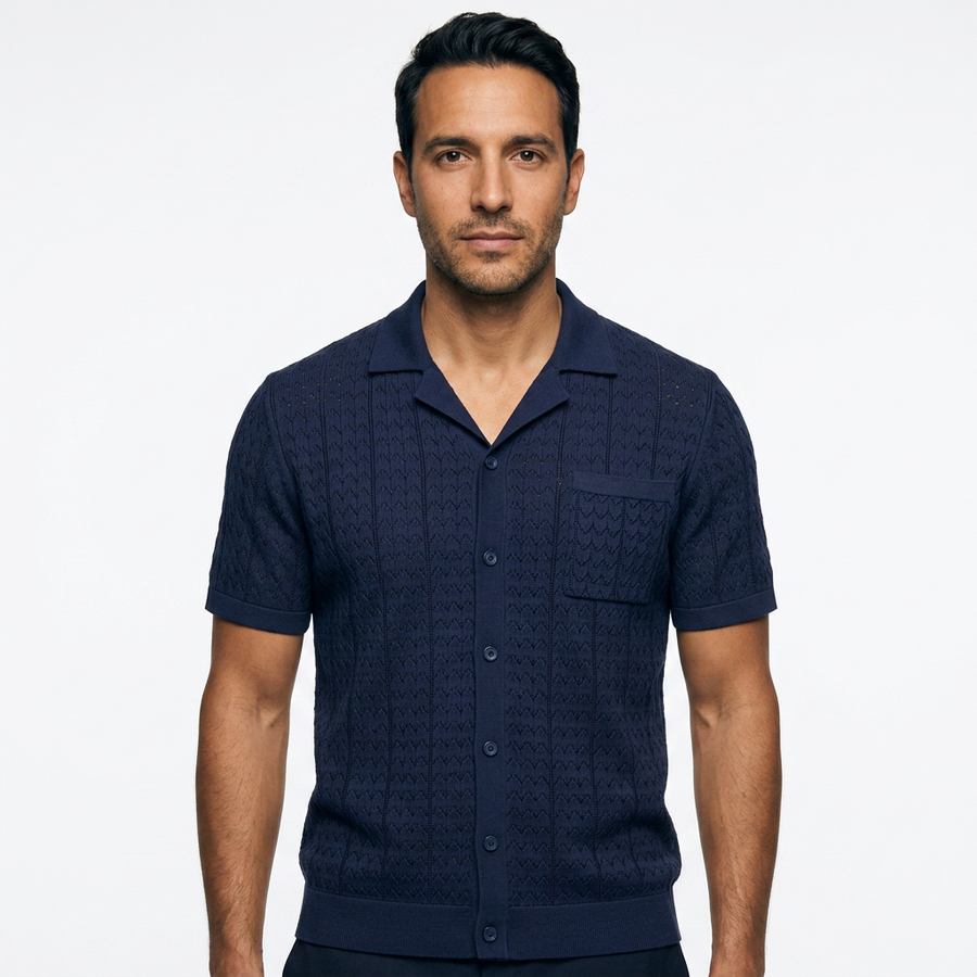 Pavel | Pletené polo se žakárovým vzorem ve vintage stylu